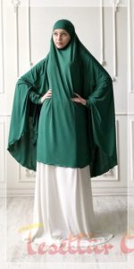 yeşil beyaz cilbab modeli