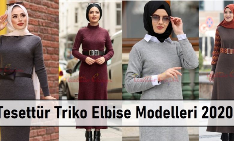 Tesettür Triko Elbise Modelleri 2020 1 Tesettür Triko Elbise Modelleri