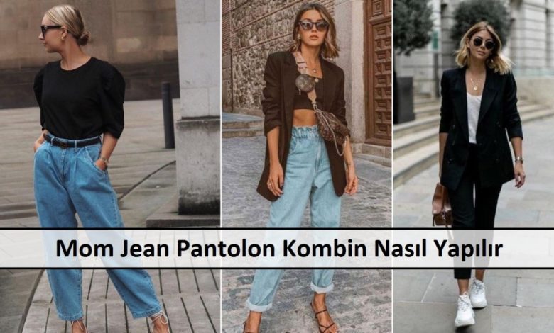 Kemerli Mom Jean Pantolon Modeli ana