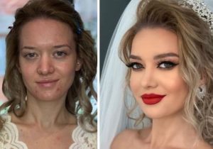 Düğün Makyajı önce ve sonra