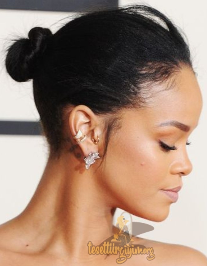 Rihanna Kısa Saç Topuz Modelleri